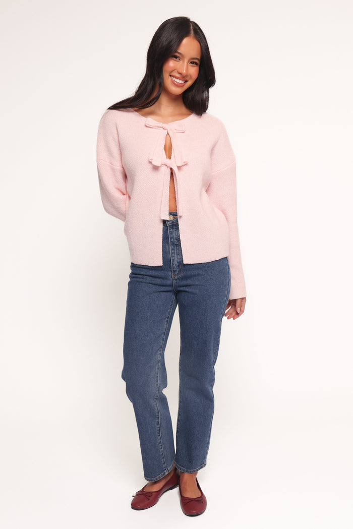 Petal and Pup USA KNITWEAR Arden Bow Cardigan - Pink