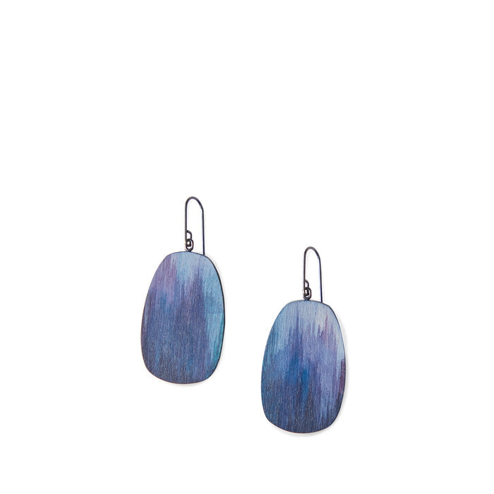 Julia Turner Arden Earrings Purple, Blue, Indigo Stained Wood Pair
