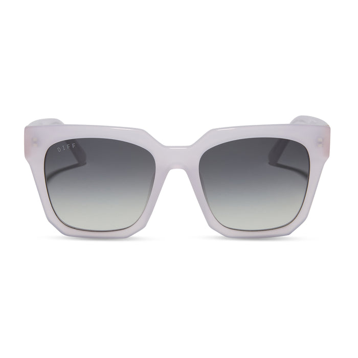 diff eyewear featuring the ariana oversized square sunglasses with a thistle frame and grey gradient lenses front view