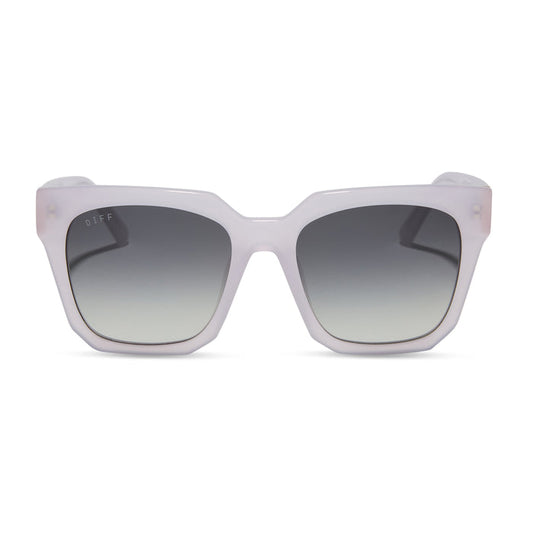 diff eyewear featuring the ariana oversized square sunglasses with a thistle frame and grey gradient lenses front view
