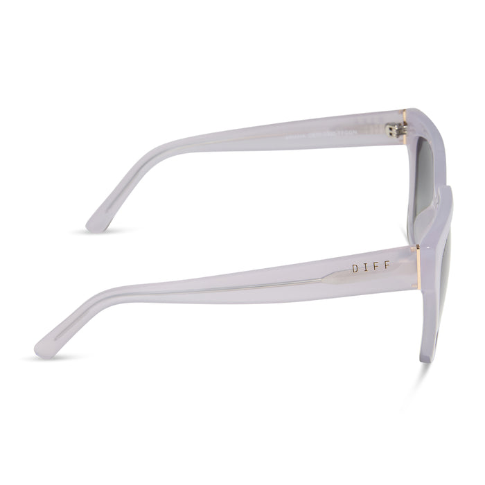 diff eyewear featuring the ariana oversized square sunglasses with a thistle frame and grey gradient lenses side view