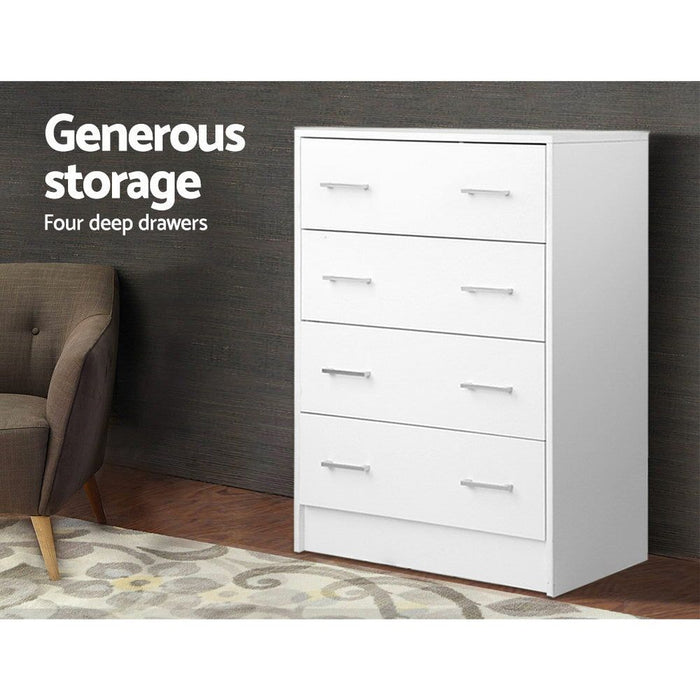 Artiss 4 Chest of Drawers - ANDES White -Home Living Store - -