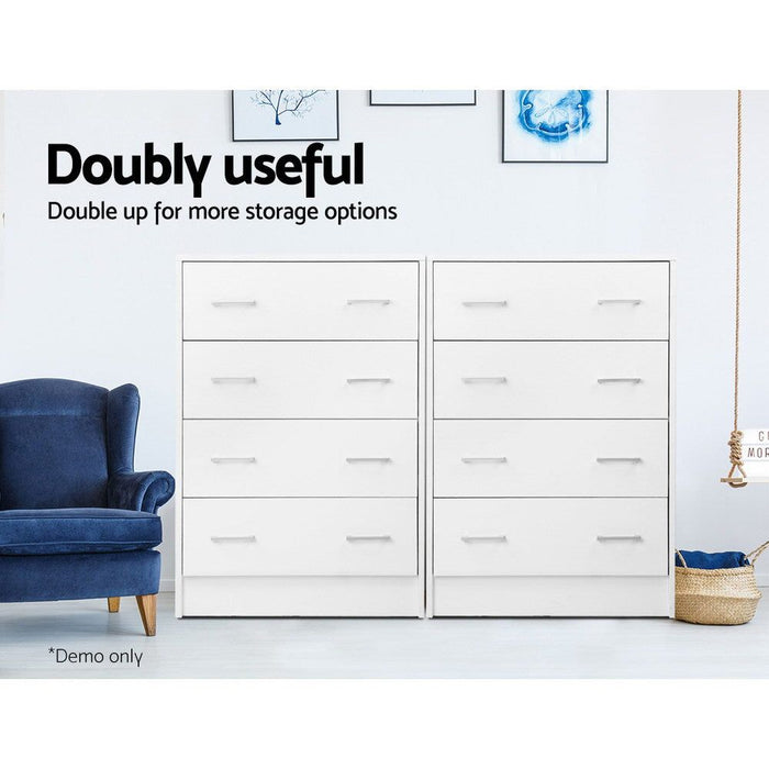 Artiss 4 Chest of Drawers - ANDES White -Home Living Store - -