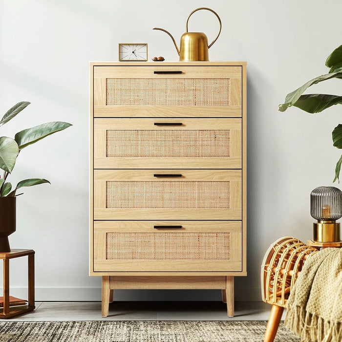 Artiss 4 Chest of Drawers - BRIONY Oak -Home Living Store - -