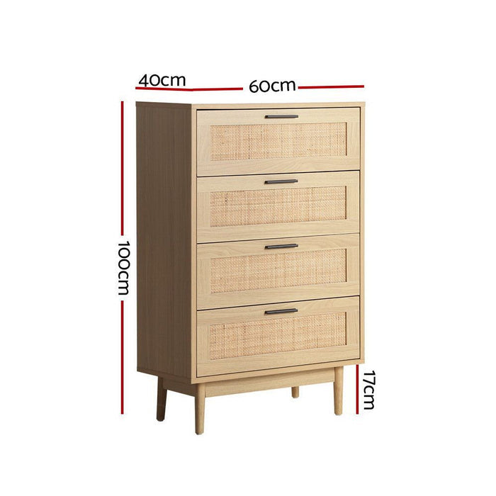 Artiss 4 Chest of Drawers - BRIONY Oak -Home Living Store - -