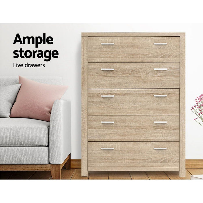 Artiss 5 Chest of Drawers - MAXI Pine -Home Living Store - -
