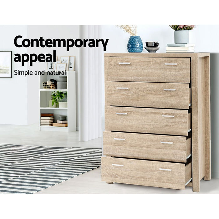 Artiss 5 Chest of Drawers - MAXI Pine -Home Living Store - -