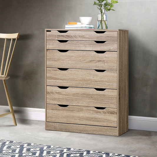 Artiss 6 Chest of Drawers - MYLA Oak -Home Living Store - -