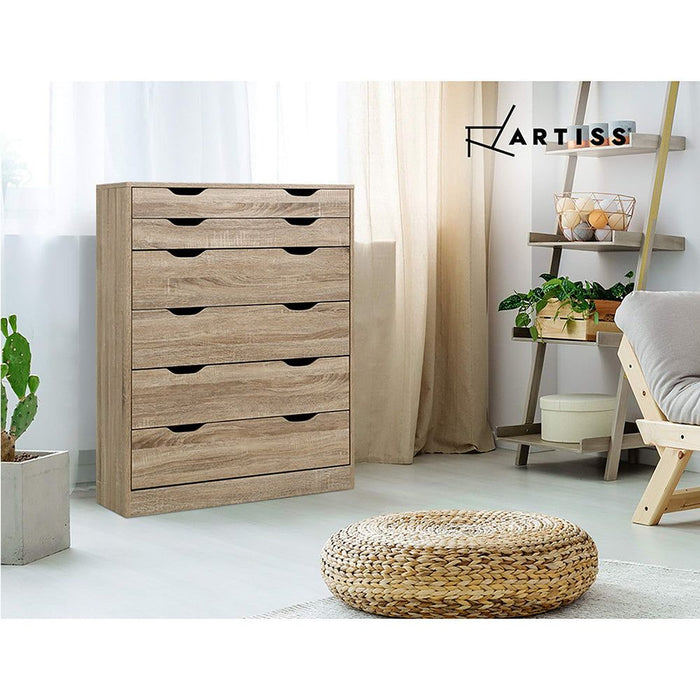Artiss 6 Chest of Drawers - MYLA Oak -Home Living Store - -