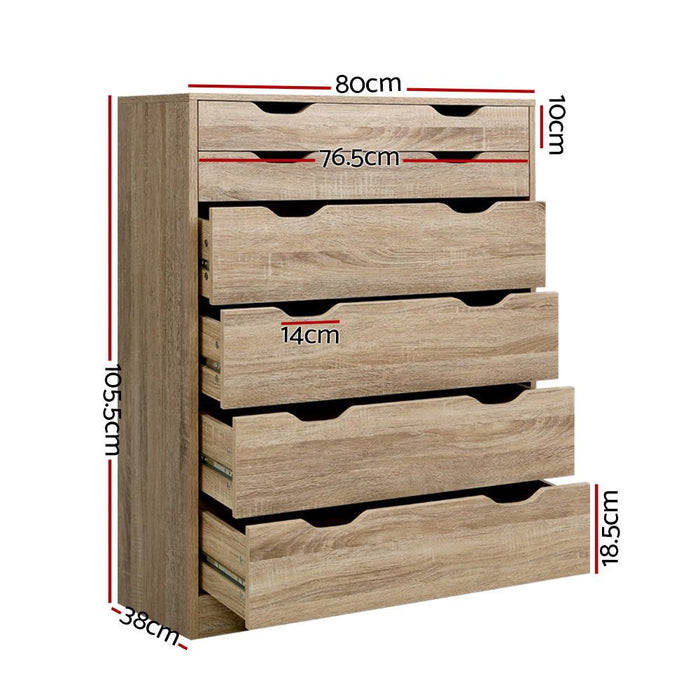 Artiss 6 Chest of Drawers - MYLA Oak -Home Living Store - -