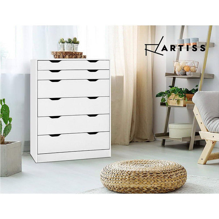 Artiss 6 Chest of Drawers - MYLA White -Home Living Store - -