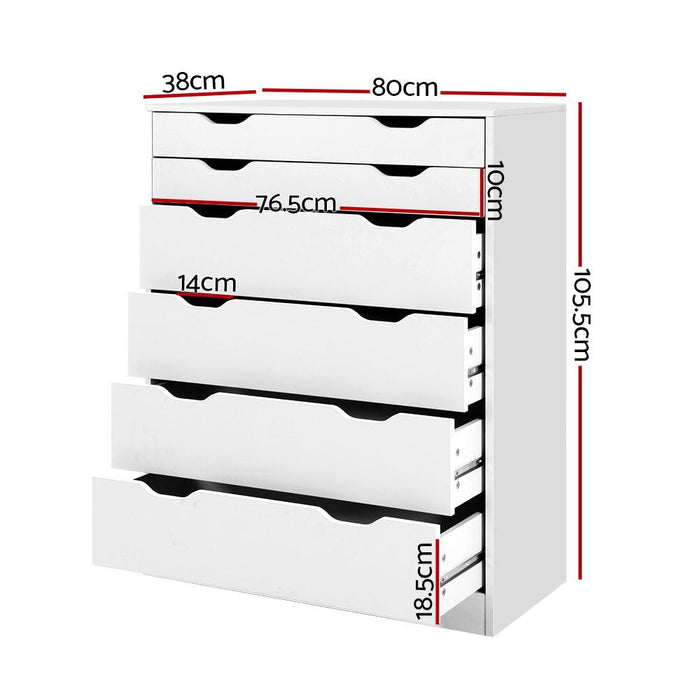 Artiss 6 Chest of Drawers - MYLA White -Home Living Store - -