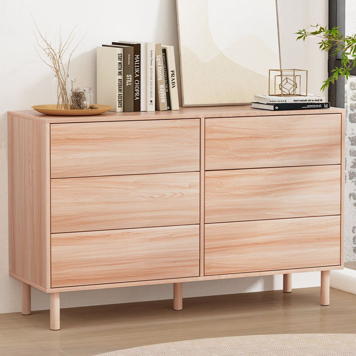 Artiss 6 Chest of Drawers Cabinet Dresser Table Tallboy Storage Bedroom Pine -Home Living Store - -