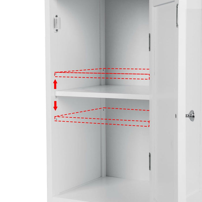Artiss Bathroom Cabinet Storage 161cm White Rattan Tallboy Toilet Cupboard -Home Living Store - -