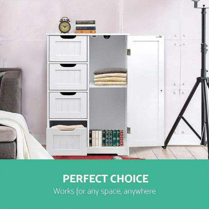 Artiss Bathroom Cabinet Storage Drawers White -Home Living Store - -