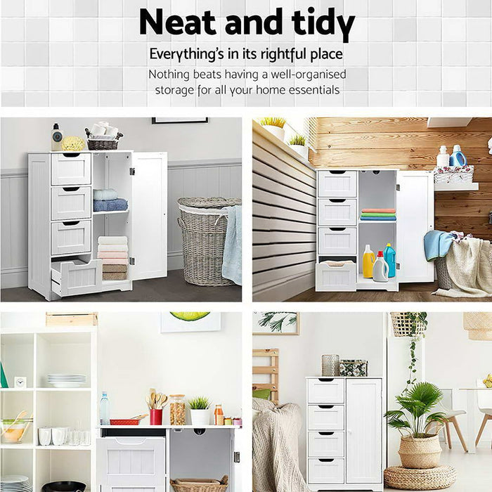Artiss Bathroom Cabinet Storage Drawers White -Home Living Store - -