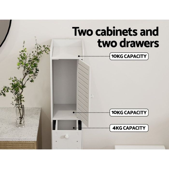 Artiss Bathroom Toilet Storage Cabinet Laundry Tallboy Cupboard Slim Corner -Home Living Store - -