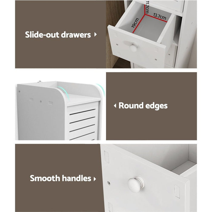 Artiss Bathroom Toilet Storage Cabinet Laundry Tallboy Cupboard Slim Corner -Home Living Store - -