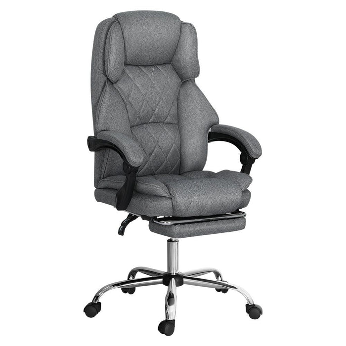 Artiss Executive Office Chair Fabric Footrest Grey -Home Living Store - -