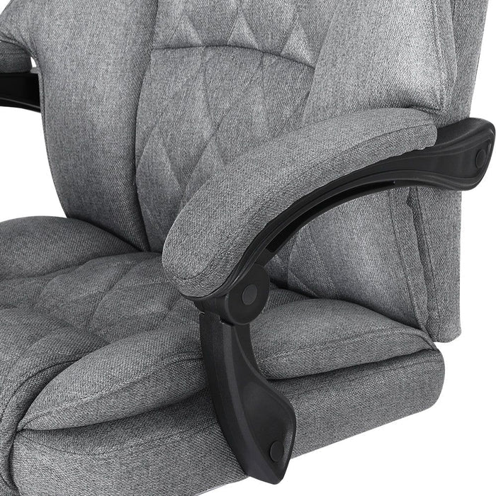 Artiss Executive Office Chair Fabric Footrest Grey -Home Living Store - -
