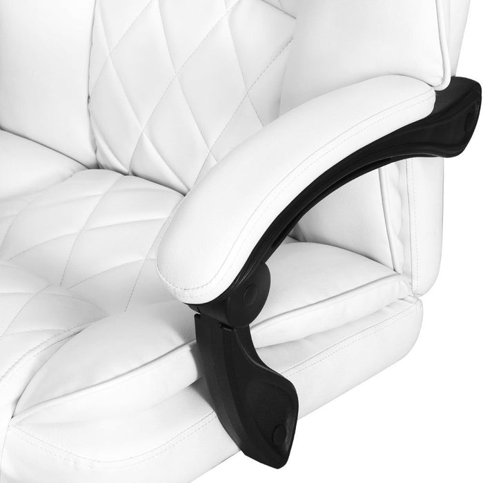 Artiss Executive Office Chair Leather Footrest White -Home Living Store - -