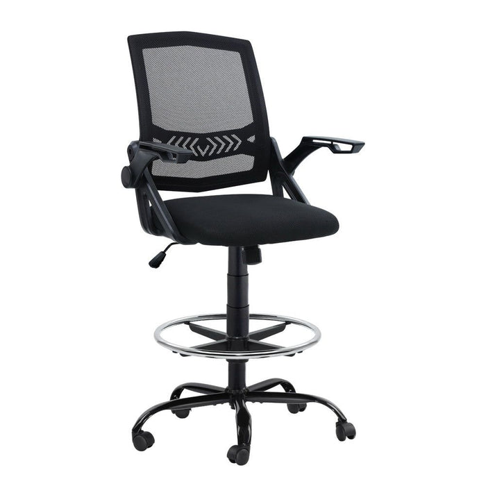 Artiss Office Chair Drafting Stool Mesh Chairs Black -Home Living Store - -