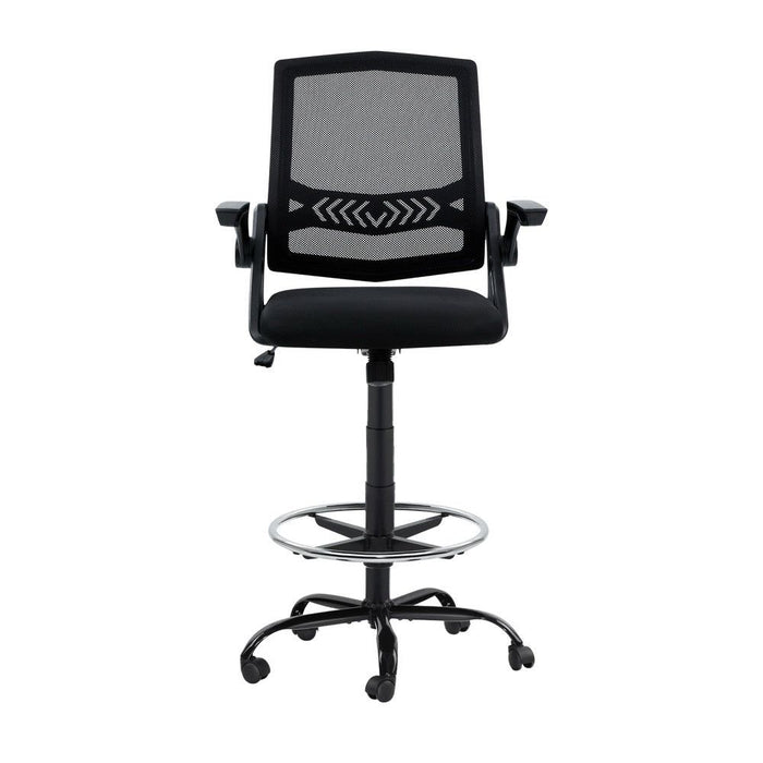 Artiss Office Chair Drafting Stool Mesh Chairs Black -Home Living Store - -