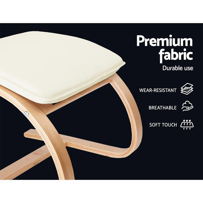 Artiss Rocking Armchair Bentwood Frame With Foot Stool Beige -Home Living Store - -