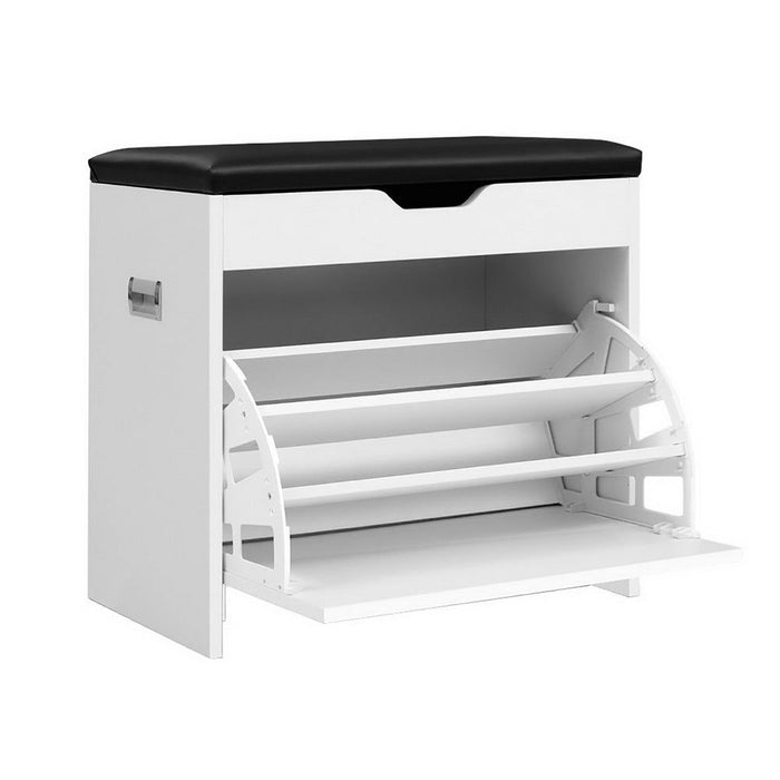 Artiss Shoe Cabinet Bench Shoes Organiser Storage Rack Cupboard White 15 Pairs -Home Living Store - -