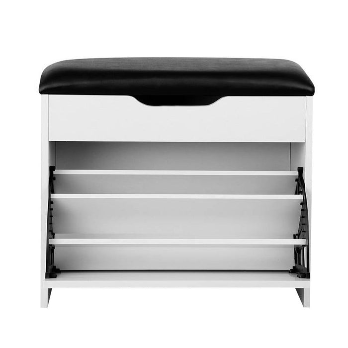Artiss Shoe Cabinet Bench Shoes Organiser Storage Rack Cupboard White 15 Pairs -Home Living Store - -