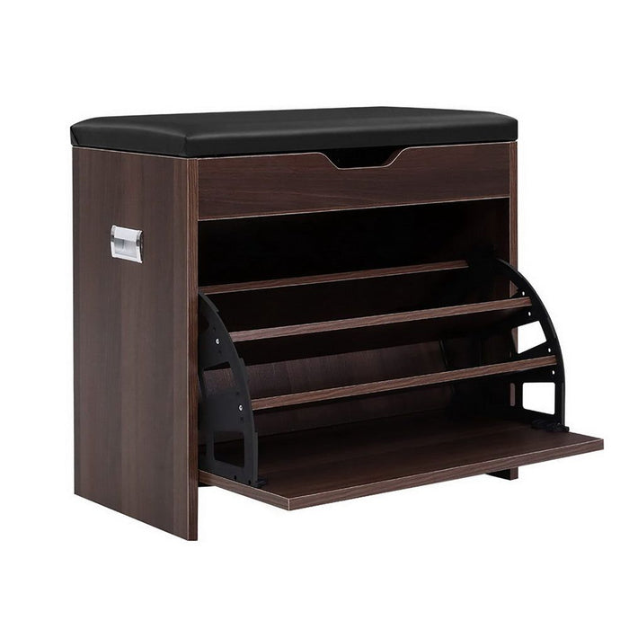 Artiss Shoe Cabinet Bench Shoes Organiser Storage Rack Wooden Cupboard 15 Pairs -Home Living Store - -