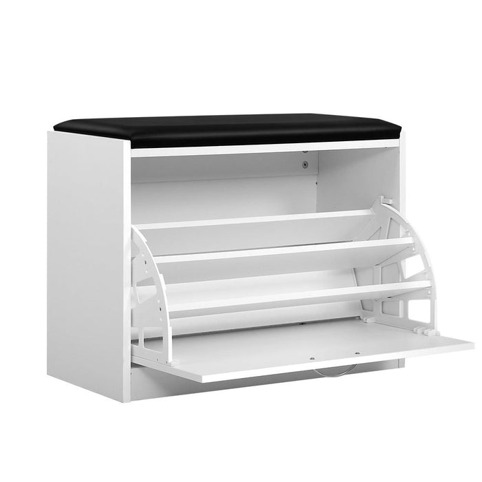 Artiss Shoe Cabinet Bench Shoes Storage Rack Organiser Drawer White 15 Pairs -Home Living Store - -