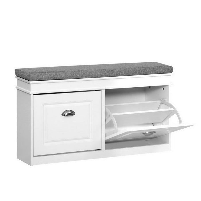 Artiss Shoe Cabinet Bench Shoes Storage Rack Organiser Drawer White Shelf 12 Pairs Box -Home Living Store - -