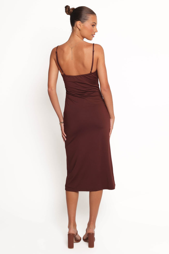 Petal and Pup USA DRESSES Ashy Midi Dress - Brown