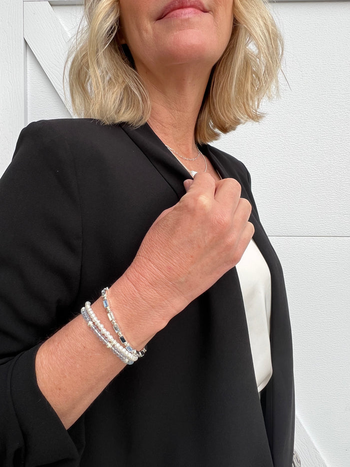 Blue Crystal Beaded Bangle