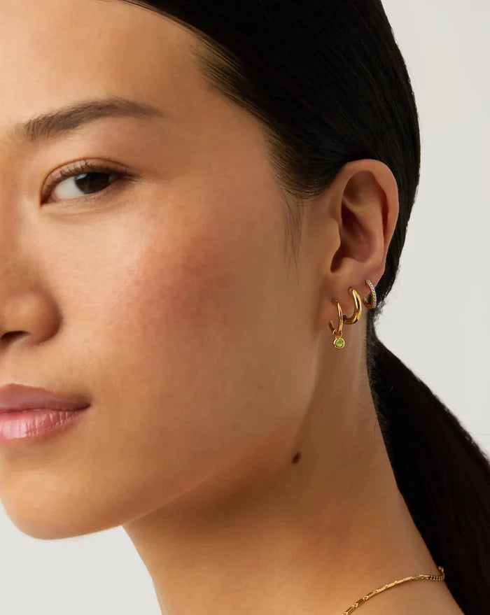 August Birthstone Mini Charm Hoop Earrings | 18k Gold Vermeil/Peridot Earrings Missoma