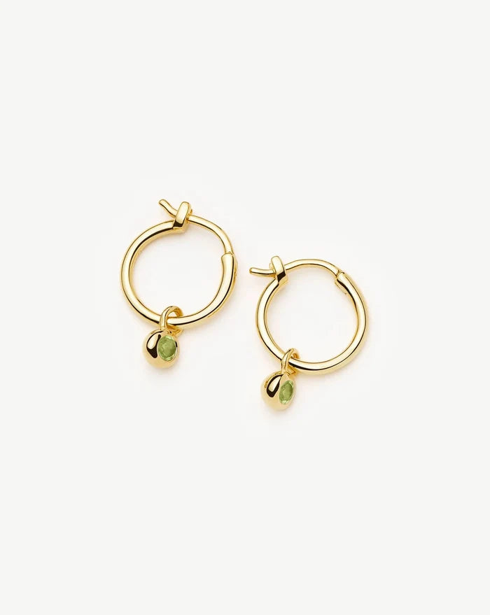 August Birthstone Mini Charm Hoop Earrings | 18k Gold Vermeil/Peridot Earrings Missoma