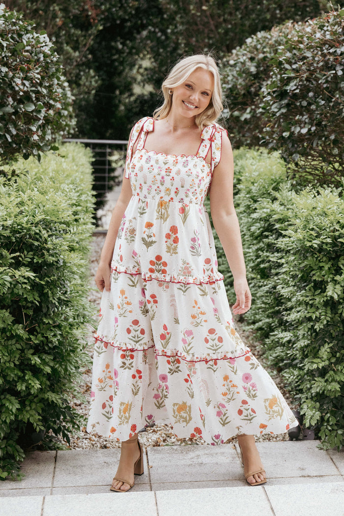 Petal and Pup USA DRESSES Aurelia Maxi Dress - White Floral
