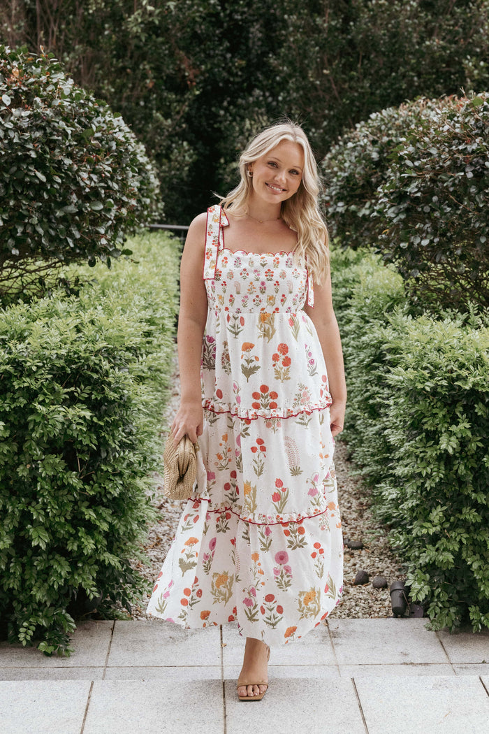 Petal and Pup USA DRESSES Aurelia Maxi Dress - White Floral