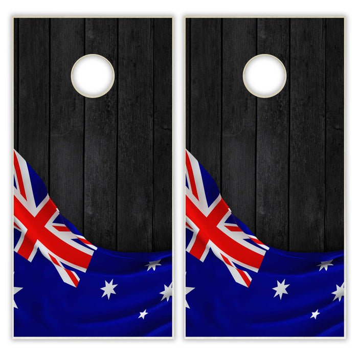 Australia Flag Cornhole Set - Black Wood