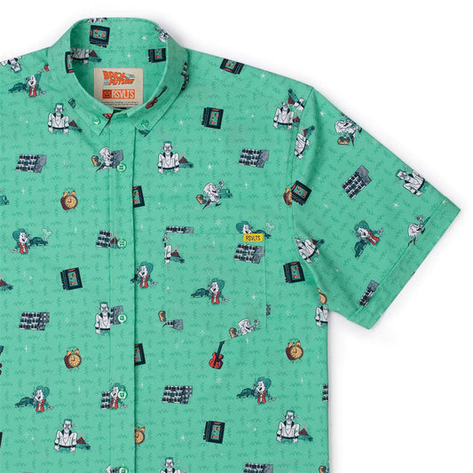 RSVLTS XS Back To The Future Short Sleeve Shirt Back to the Future "Hill Valley Hijinks" – KUNUFLEX Short Sleeve Shirt Back to the Future "Hill Valley Hijinks" – KUNUFLEX Short Sleeve Shirt