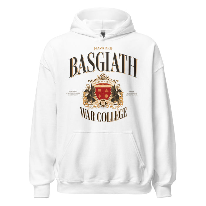 Basgiath War College Vintage Style Hooded Sweater - The Bean Workshop - Basgiath War College Hoodie for Fantasy Book Lovers, Black Gold Crimson Crest Design, Cozy Empyrean Series Dragon Rider Hoodie Gift, Dark Academia Aesthetic, Dragon Rider Graphic Hoodie, Empyrean Fandom, Fall Winter Bookish Wear, fourth wing, Gift for Fantasy Fandom Reader, hoodie, Navarre War College Art, rebecca yarros, Vintage Heraldic Streetwear