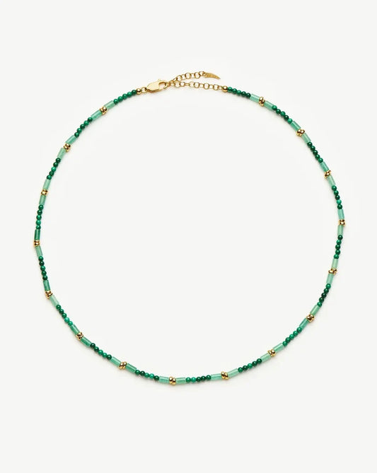 Beaded Gemstone Choker | 18k Gold Plated/Mojito Green Necklaces Missoma