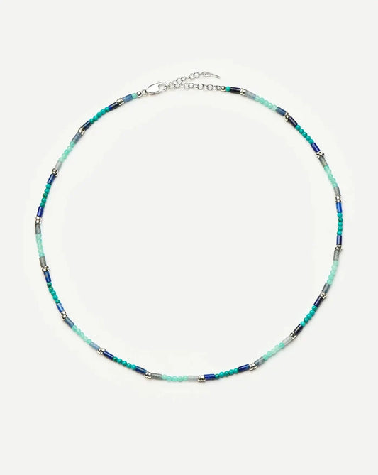 Beaded Gemstone Choker | Silver Plated/Lagoon Blue Necklaces Missoma