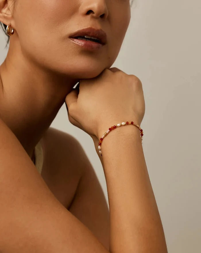Beaded Gemstone & Pearl Bracelet | 18k Gold Plated/Paloma Pink Bracelets Missoma