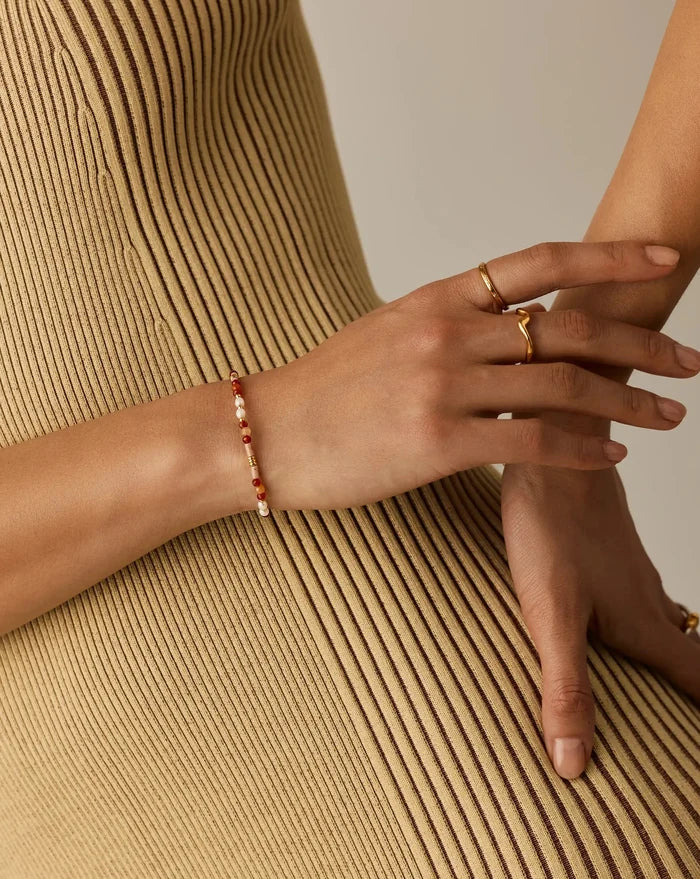 Beaded Gemstone & Pearl Bracelet | 18k Gold Plated/Paloma Pink Bracelets Missoma