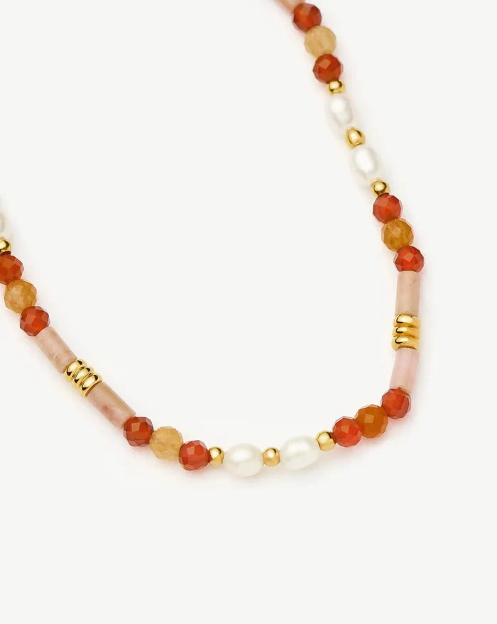 Beaded Gemstone & Pearl Bracelet | 18k Gold Plated/Paloma Pink Bracelets Missoma