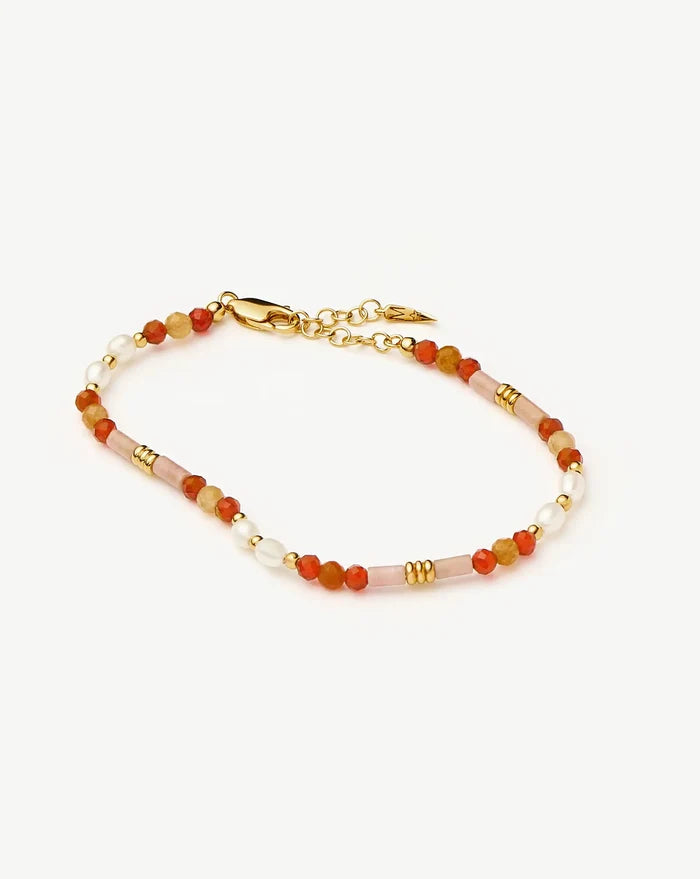 Beaded Gemstone & Pearl Bracelet | 18k Gold Plated/Paloma Pink Bracelets Missoma