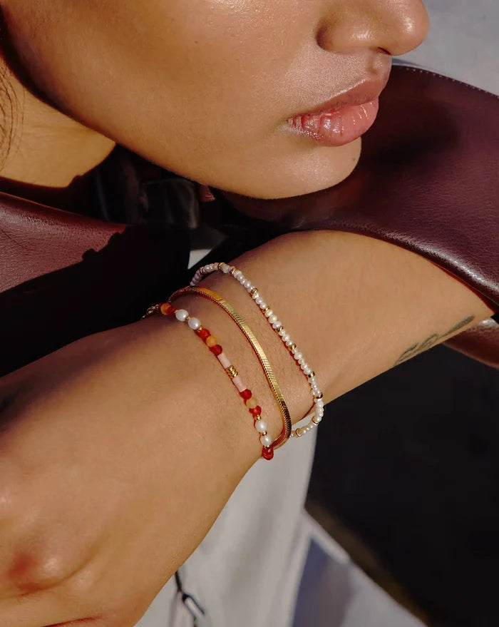 Beaded Gemstone & Pearl Bracelet | 18k Gold Plated/Paloma Pink Bracelets Missoma