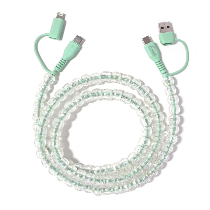 Beaded Phone Charger Bubbles Mint 3.3ft